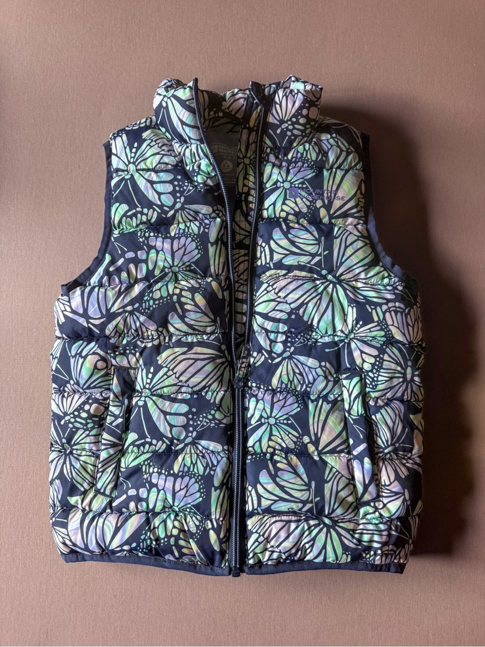 Girls Butterfly Print Puffer Vest 5/6